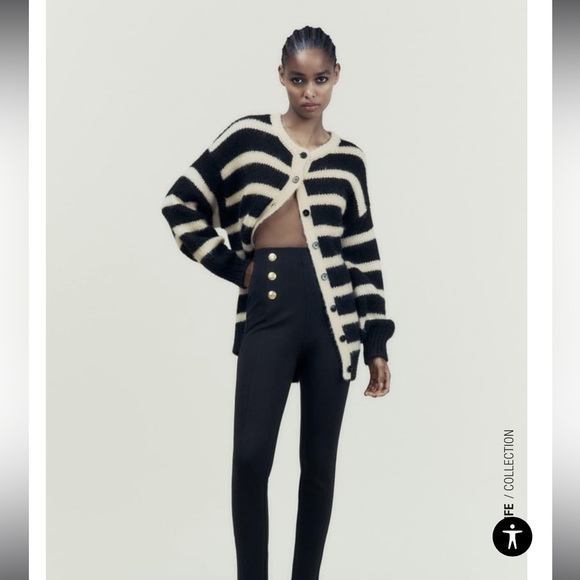 NWOT Zara Sz M High-waisted Leggings with Elastic Waistband. - Picture 1 of 11